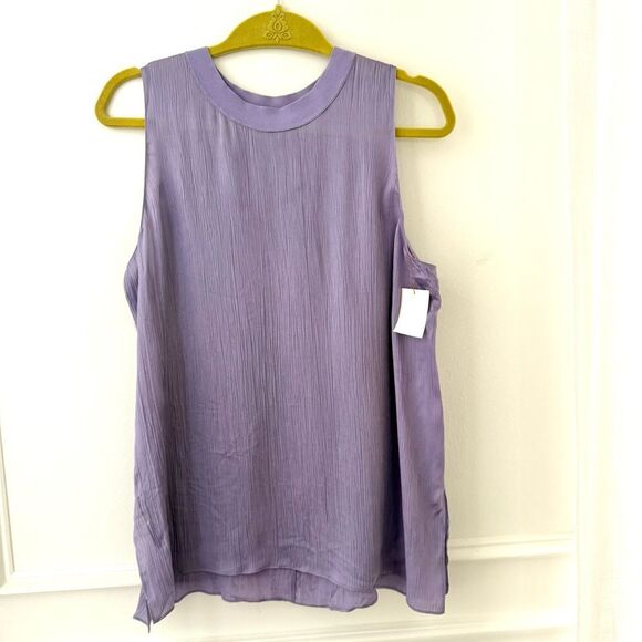Vince Ribbed Trim Lavender Sleeveless Tank Size Large NWT - Picture 2 of 7